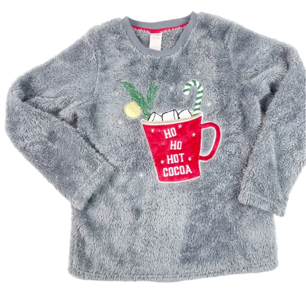 Christmas Faux Fur Hot Cocoa Appliqué Sweater